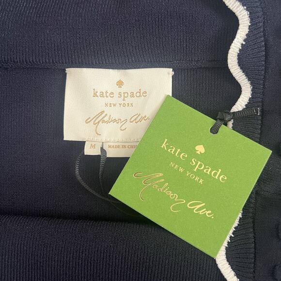 NWT Kate Spade x Madison Avenue Orlena Rich Navy White Scallop Dress - Picture 5 of 7